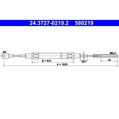 Billede af ATE 24.3727 0219.2 Håndbremsekabel 1855