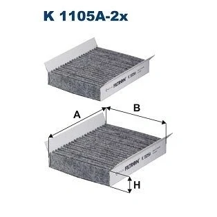 Billede af FILTRON K 1105A 2x Kabinefilter Aktivkulfilter 175 138 30 ALFA ROMEO: 156 Sportwagon, Sedan, 147