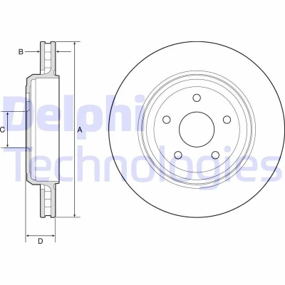 Billede af DELPHI BG9214C Bremseskiver 350 28 5 ventileret coatet ubehandlet uden hjullejer, ABS sensorring
