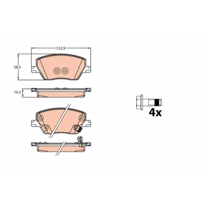 Billede af TRW GDB2151 Bremseklodser med akustisk advarsel for slid bremsecaliperskruer FIAT: Tipo Stationcar, Hatchback