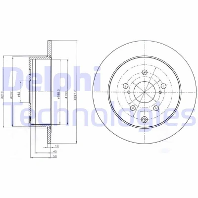 Billede af DELPHI BG4237 Bremseskiver 298 10 5 fuldstændigt olieret ubehandlet uden hjullejer, ABS sensorring