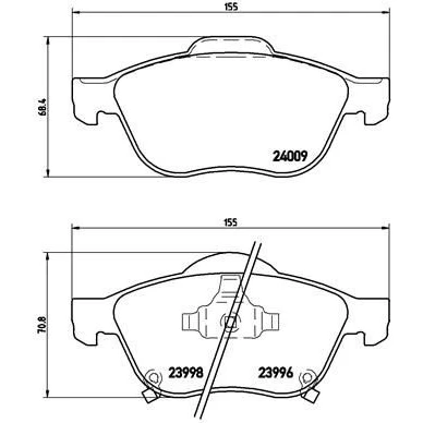 Billede af BREMBO P 83 043 Bremseklodser med akustisk advarsel for slid stempelklips uden tilbehør TOYOTA: Avensis Verso, I Stationcar