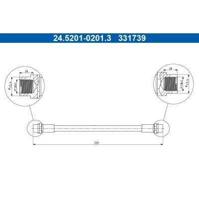 Billede af ATE 24.5201 0201.3 Bremseslange 225mm AUDI: 80 B4 Avant