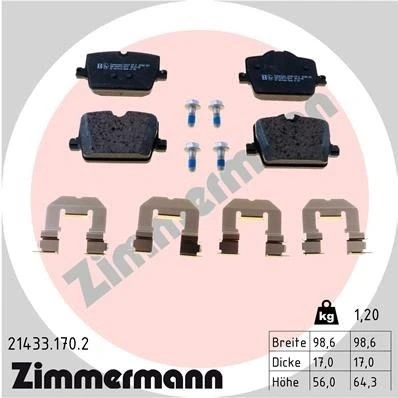 Billede af ZIMMERMANN 21433.170.2 Bremseklodser Forberedt til slidindikator med skruer Billede svarer leveringsomfang, glideplade BMW: 3 Sedan, Touring
