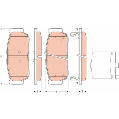 Billede af TRW GDB3417 Bremseklodser med akustisk advarsel for slid SSANGYONG: Rexton / 2, Kyron, W, KIA: SORENTO 1