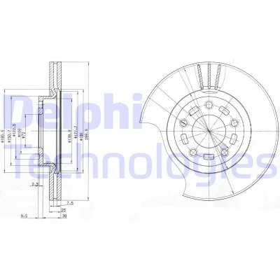 Billede af DELPHI BG3928 Bremseskiver 300 25 5 ventileret olieret ubehandlet uden hjullejer, ABS sensorring MAZDA: 5, 3 Hatchback, Sedan