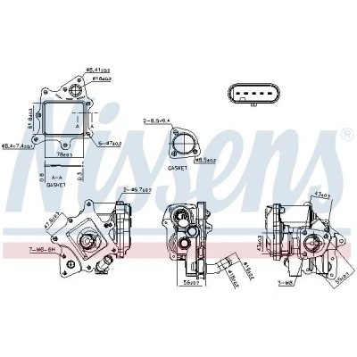 Billede af NISSENS 98524 EGR Ventil elektrisk med sensor, uden undertryk bypass, kabel, elektronik