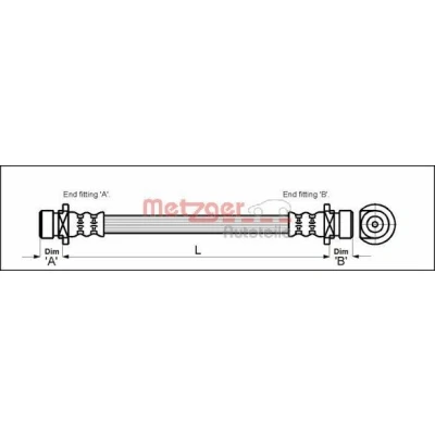 Billede af METZGER 4113506 Bremseslange 233 F10 x 1