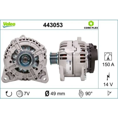 Billede af VALEO 443053 Generator 14V 150A RENAULT: GRAND SCENIC 2, TRAFIC 2 Bus, MEGANE Kombi, OPEL: Movano A NISSAN: Primastar Van