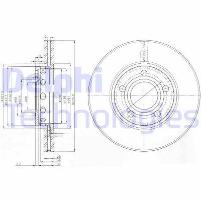 Billede af DELPHI BG2518 Bremseskiver 276 25 5 ventileret olieret ubehandlet uden hjullejer, ABS sensorring AUDI: 200 C3 Avant, 100 Sedan, Sedan