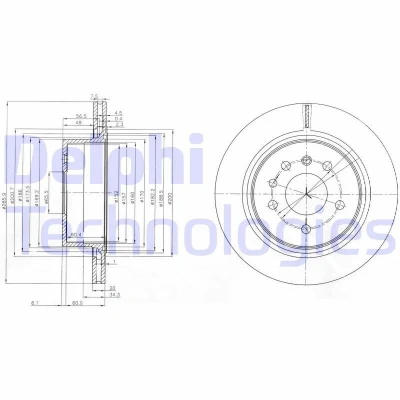 Billede af DELPHI BG4043 Bremseskiver 286 20 5 ventileret olieret ubehandlet uden hjullejer, ABS sensorring