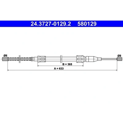 Billede af ATE 24.3727 0129.2 Håndbremsekabel 633 VOLKSWAGEN: Polo II Coupe, Hatchback