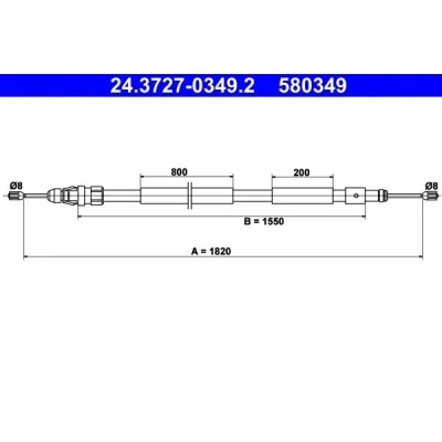 Billede af ATE 24.3727 0349.2 Håndbremsekabel 1820 CITROËN: Berlingo / First I