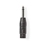 Billede af XLR adapter 3 Pin Hunstik 6.35 mm Hanstik Nikkelplateret Lige Metal Sort 1 stk. Plastikpose