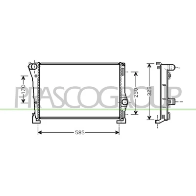 Billede af PRASCO FT133R008 Radiator Aluminium 580mm 304mm 42mm Mekanisk fuget køleripper FIAT: Punto II Hatchback
