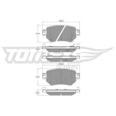 Billede af TOMEX brakes TX 18 70 Bremseklodser bagaksel med akustisk advarsel for slid MAZDA: 6 Stationcar, Sedan, Van / Stationcar