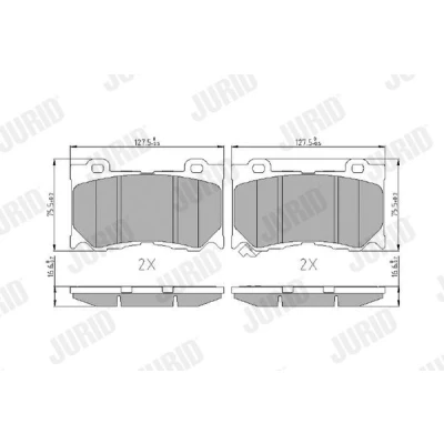 Billede af JURID 573453J Bremseklodser med akustisk advarsel for slid uden tilbehør INFINITI: FX SUV, QX70 TOYOTA: Celica V Coupe, NISSAN: 370Z Coupe