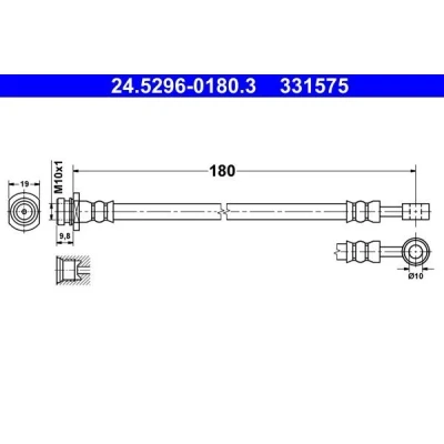 Billede af ATE 24.5296 0180.3 Bremseslange 180 M10x1 SUZUKI: SWIFT 4, SX4 I Hatchback