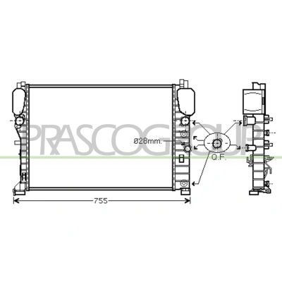 Billede af PRASCO ME039R004 Radiator Aluminium 640 462 34 med lynkobling Loddet køleripper MERCEDES BENZ: E klasse T modell, Sedan