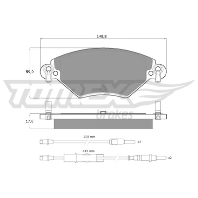 Billede af TOMEX brakes TX 13 31 Bremseklodser foraksel Inkl. slidadvarselskontakt med tilbehør CITROËN: C5 III Stationcar, II Hatchback, Stationcar