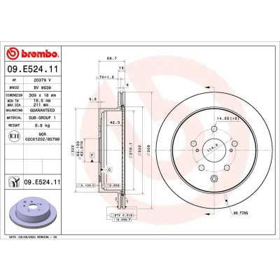 Billede af BREMBO Bremseskive 309mm 18mm 5 indvendigt ventileret coatet 09.E524.11 4243148080 Bremseskiver, Skivebremser