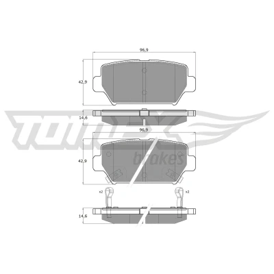Billede af TOMEX brakes TX 60 16 Bremseklodser bagaksel med akustisk advarsel for slid MITSUBISHI: Eclipse Cross