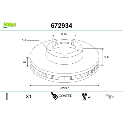 Billede af VALEO Bremseskive FIAT: Ducato III Van, Ladvogn / Chassis, Bus, PEUGEOT: Boxer Ladvogn/Chassis 672934