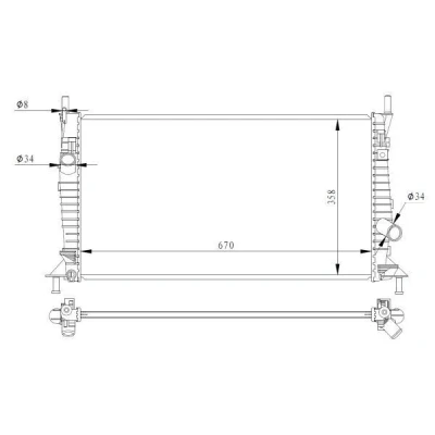 Billede af NRF 550014 Radiator Aluminium 670 378 26 Loddet køleripper MAZDA: 3 Hatchback, Sedan