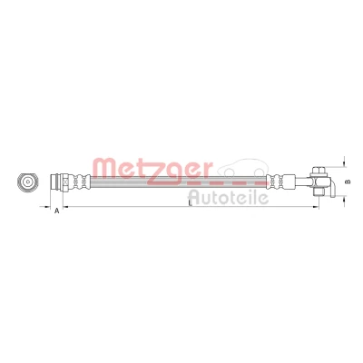 Billede af METZGER 4110800 Bremseslange Bagaksel venstre 329 M10 x 1 VOLVO: V70 3, XC70 II Stationcar, S60 II, FORD: Galaxy Mk2 MPV, S Max Mk1