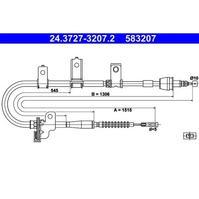 Billede af ATE 24.3727 3207.2 Håndbremsekabel 1515 KIA: Picanto I