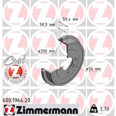 Billede af ZIMMERMANN COAT Z 600.1964.20 Bremsetromler 240 VOLKSWAGEN: up! Hatchback, Lupo / 3L, SEAT: Mii, SKODA: Citigo