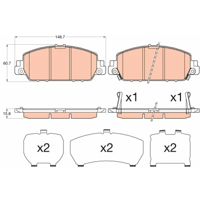 Billede af TRW GDB3615 Bremseklodser med akustisk advarsel for slid HONDA: HR V II, Accord 9 Limousine