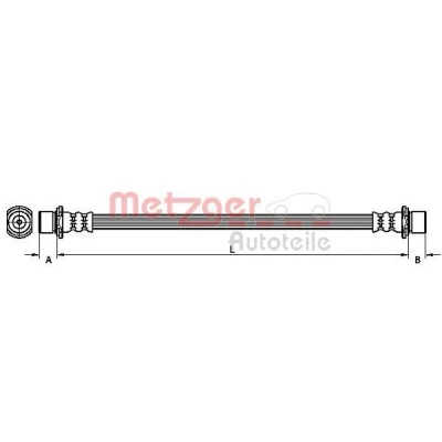 Billede af METZGER 4110114 Bremseslange 230 TOYOTA: Aygo, PEUGEOT: 107 Hatchback, CITROËN: C1 I