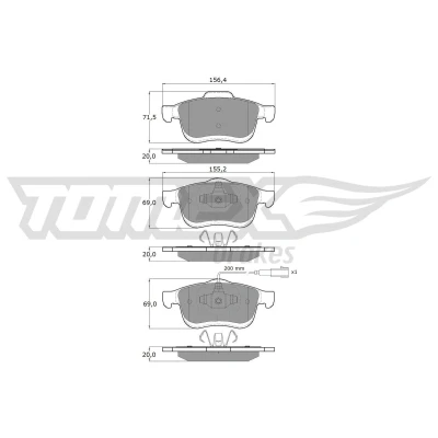 Billede af TOMEX brakes TX 16 63 Bremseklodser foraksel Inkl. slidadvarselskontakt FIAT: Doblo II Van / Stationcar, Ducato I Panorama, Stationcar