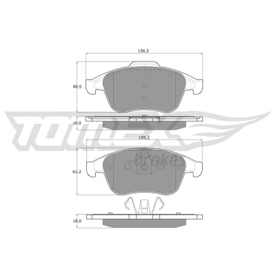 Billede af TOMEX brakes TX 16 56 Bremseklodser foraksel RENAULT: MEGANE 3 Grandtour, GRAND SCENIC 3, Clio 4