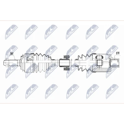 Billede af NTY NPW HD 047 Trækaksel foraksel 590 manuelt gear HONDA: CIVIC 8 Hatchback
