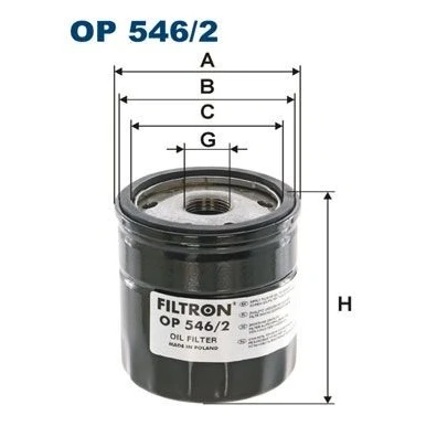 Billede af FILTRON OP 546/2 Oliefilter M 20 X 1.5 Påskruet filter FORD: Mondeo 5 Kombi, FOCUS 3 Turnier, C Max 2