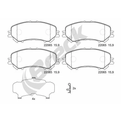 Billede af BRECK 22065 00 701 10 Bremseklodser med akustisk advarsel for slid uden anti knirke plade tilbehør NISSAN: Qashqai 2, X Trail