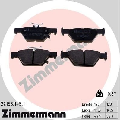Billede af ZIMMERMANN 22158.145.1 Bremseklodser med akustisk advarsel for slid Billede svarer til leveringsomfang SUBARU: Outback V, Impreza V Hatchback, XV II