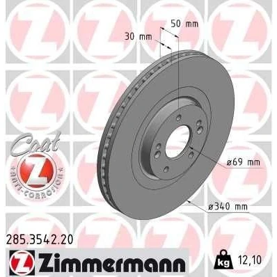 Billede af ZIMMERMANN 285.3542.20 Bremseskiver 340 30 7/5 5 114 indvendigt ventileret coatet