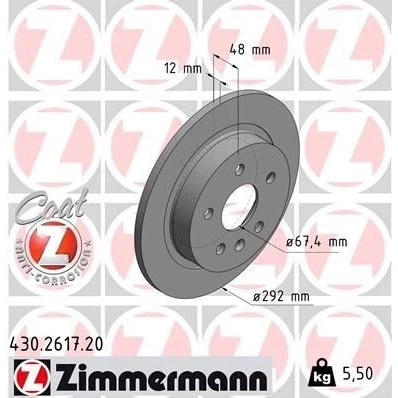 Billede af ZIMMERMANN COAT Z 430.2617.20 Bremseskiver 292 12 6/5 5 120 fuldstændigt coatet OPEL: Insignia A Hatchback, Sports Tourer, Sedan