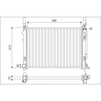 Billede af VALEO 701157 Radiator Aluminium 560 415 23 uden kølemiddelregulering Mekanisk fuget køleripper