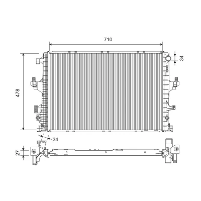 Billede af VALEO 701390 Radiator Aluminium 478mm 710mm 27mm uden kølemiddelregulering Loddet køleripper
