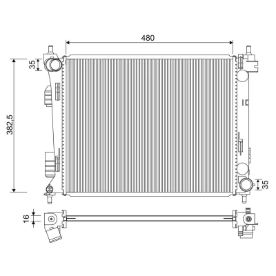Billede af VALEO 701347 Radiator Aluminium 480 383 16 uden kappe Loddet køleripper KIA: RIO 3