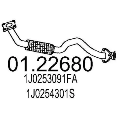 Billede af MTS 01.22680 Udstødningsrør 845 foran til mellemlydpotte VOLKSWAGEN: Golf 4, Bora Sedan, 4 Variant, SEAT: Toledo 2 Limousine, Leon I Hatchback