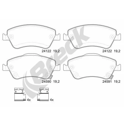 Billede af BRECK 24122 00 701 10 Bremseklodser med akustisk advarsel for slid tilbehør TOYOTA: Auris Hatchback, Corolla X Sedan