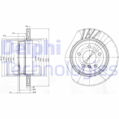 Billede af DELPHI BG3943 Bremseskiver 320 22 5 ventileret olieret ubehandlet uden hjullejer, ABS sensorring BMW: X3