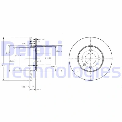 Billede af DELPHI BG2454 Bremseskiver 256 13 4 fuldstændigt olieret ubehandlet uden hjullejer, ABS sensorring VOLKSWAGEN: GOLF 3, Passat B5 Sedan