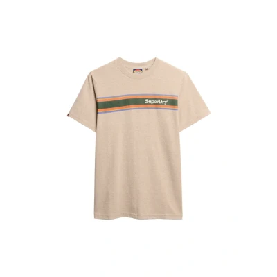Billede af Superdry Venue LOGO Stripe Tshirts print, Herre, Størrelse: Small, Lavin beige marl