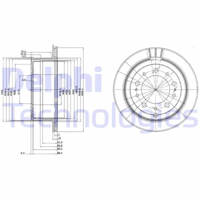 Billede af DELPHI BG3534 Bremseskiver 330 18 5 ventileret olieret ubehandlet uden hjullejer, ABS sensorring TOYOTA: Land Cruiser 100